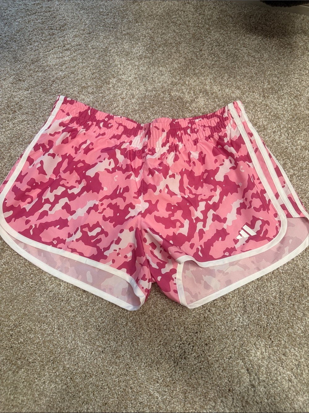 Women’s Pink Camo Running Shorts - Athletic Casual Adidas